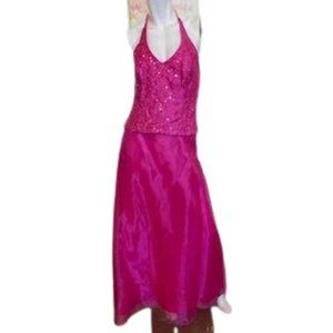 BLONDIE NITES NWT 2pc halter fuschia sparkly dress Size 7